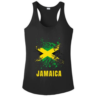 Jamaica Retro Vintage Watercolors Sport Jamaican Flag Ladies PosiCharge Competitor Racerback Tank