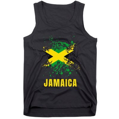 Jamaica Retro Vintage Watercolors Sport Jamaican Flag Tank Top