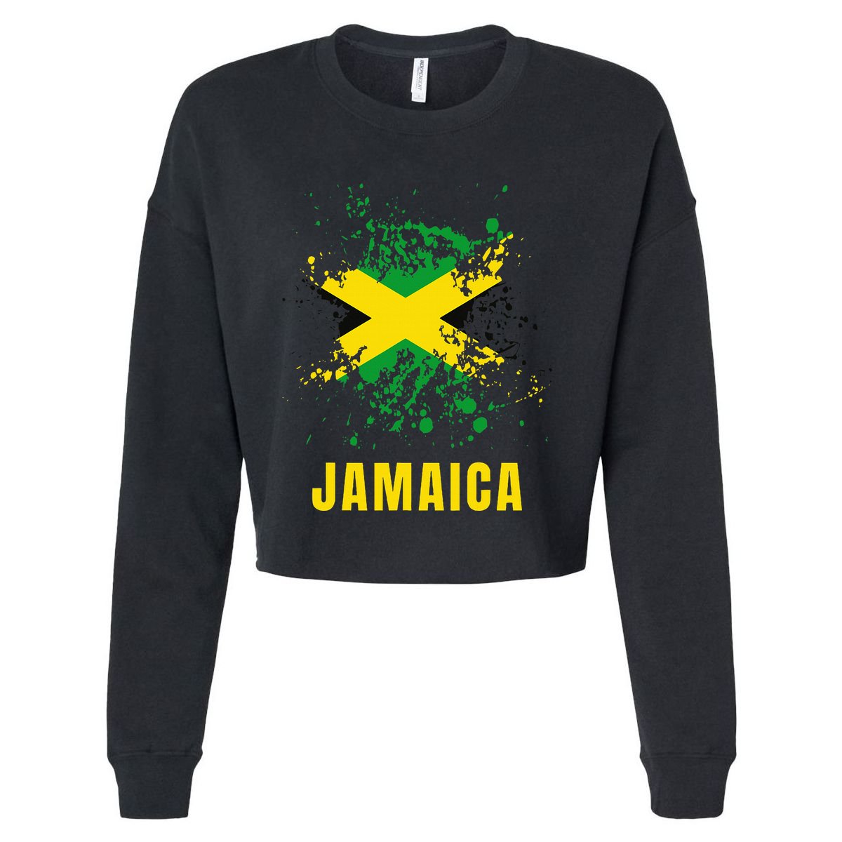 Jamaica Retro Vintage Watercolors Sport Jamaican Flag Cropped Pullover Crew