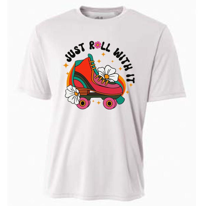 Just Roll With It Roller Skating Retro Summer Vintage Roller Cooling Performance Crew T-Shirt