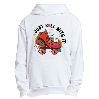 Just Roll With It Roller Skating Retro Summer Vintage Roller Urban Pullover Hoodie