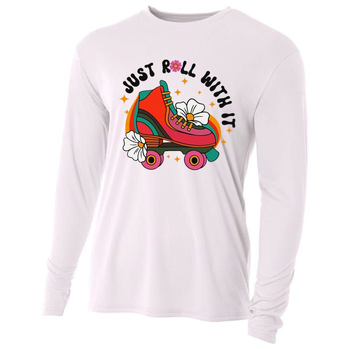 Just Roll With It Roller Skating Retro Summer Vintage Roller Cooling Performance Long Sleeve Crew