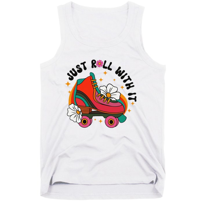 Just Roll With It Roller Skating Retro Summer Vintage Roller Tank Top