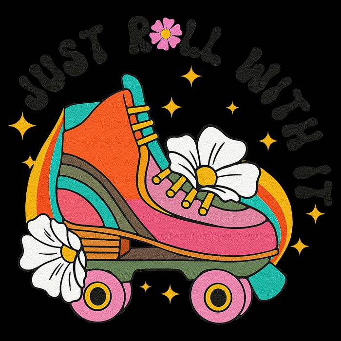 Just Roll With It Roller Skating Retro Summer Vintage Roller Backpack