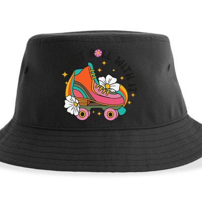 Just Roll With It Roller Skating Retro Summer Vintage Roller Sustainable Bucket Hat