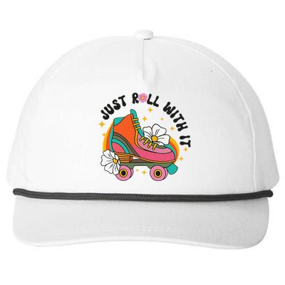 Just Roll With It Roller Skating Retro Summer Vintage Roller Snapback Five-Panel Rope Hat