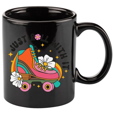 Just Roll With It Roller Skating Retro Summer Vintage Roller 11oz C Handle Ceramic Mug