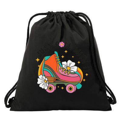 Just Roll With It Roller Skating Retro Summer Vintage Roller Drawstring Bag