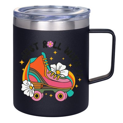 Just Roll With It Roller Skating Retro Summer Vintage Roller 12oz Stainless Steel Coffee Mug