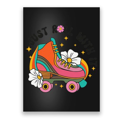 Just Roll With It Roller Skating Retro Summer Vintage Roller Poster