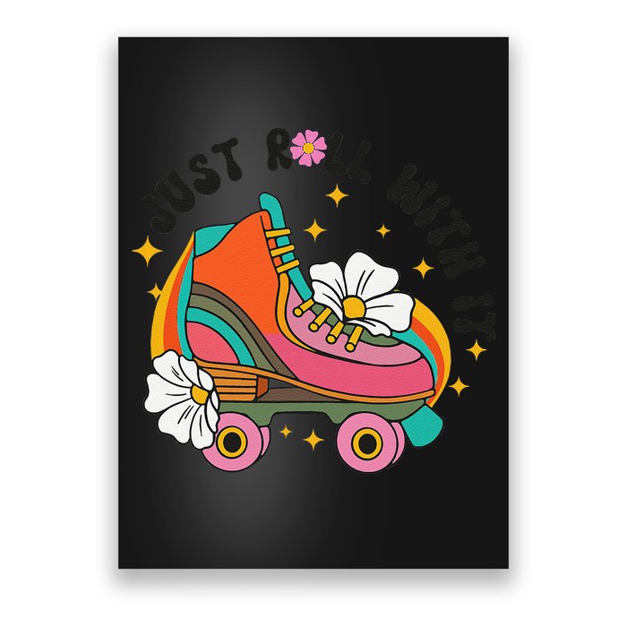 Just Roll With It Roller Skating Retro Summer Vintage Roller Poster