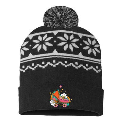 Just Roll With It Roller Skating Retro Summer Vintage Roller USA-Made Snowflake Beanie