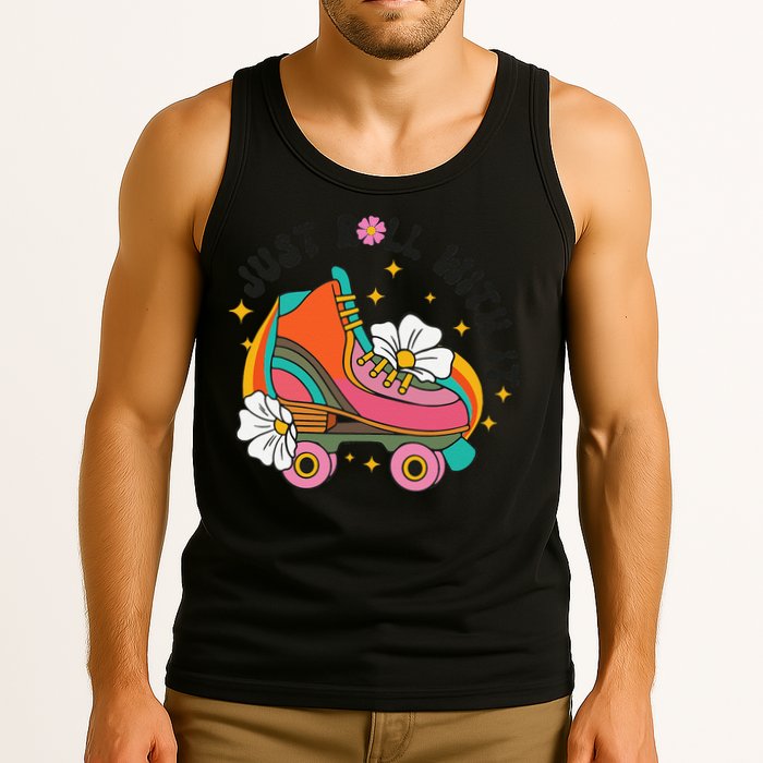 Just Roll With It Roller Skating Retro Summer Vintage Roller Tank Top