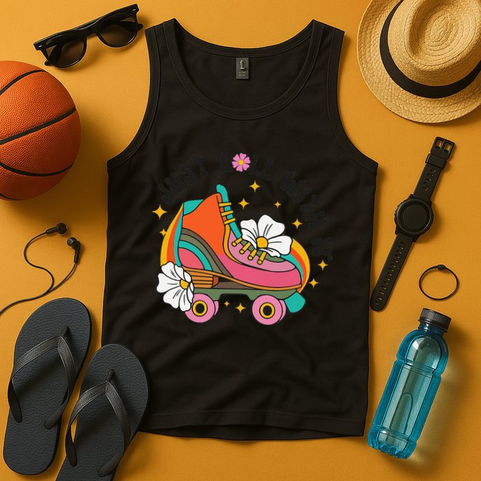 Just Roll With It Roller Skating Retro Summer Vintage Roller Tank Top