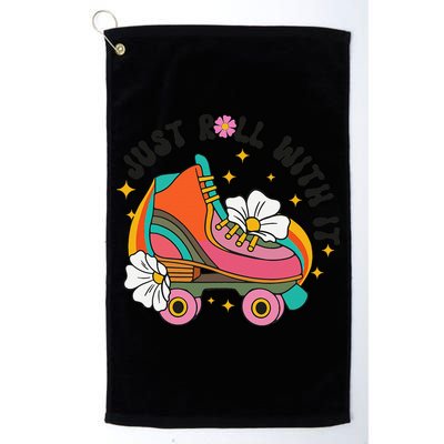 Just Roll With It Roller Skating Retro Summer Vintage Roller Golf Towel