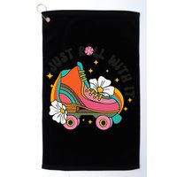 Just Roll With It Roller Skating Retro Summer Vintage Roller Golf Towel