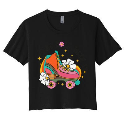 Just Roll With It Roller Skating Retro Summer Vintage Roller Crop Top