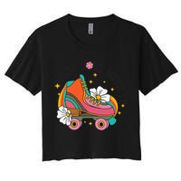 Just Roll With It Roller Skating Retro Summer Vintage Roller Crop Top