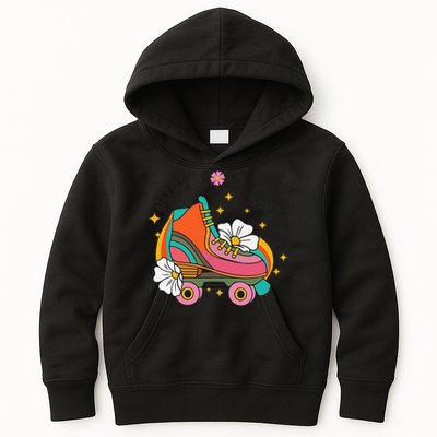 Just Roll With It Roller Skating Retro Summer Vintage Roller Kids Hoodie