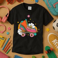 Just Roll With It Roller Skating Retro Summer Vintage Roller Kids T-Shirt