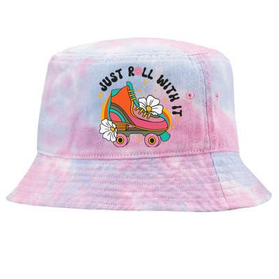 Just Roll With It Roller Skating Retro Summer Vintage Roller Tie-Dyed Bucket Hat