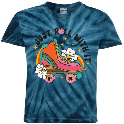 Just Roll With It Roller Skating Retro Summer Vintage Roller Kids Tie-Dye T-Shirt