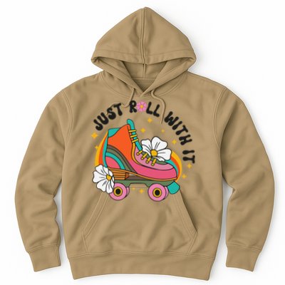Just Roll With It Roller Skating Retro Summer Vintage Roller Hoodie