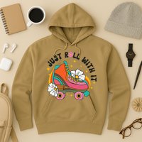 Just Roll With It Roller Skating Retro Summer Vintage Roller Hoodie