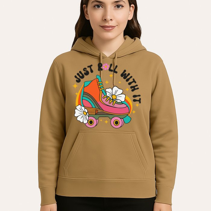 Just Roll With It Roller Skating Retro Summer Vintage Roller Hoodie