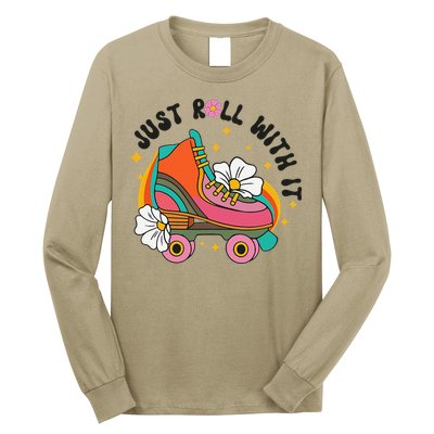 Just Roll With It Roller Skating Retro Summer Vintage Roller Long Sleeve Shirt