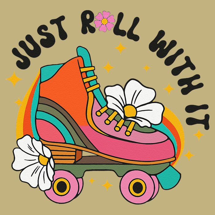 Just Roll With It Roller Skating Retro Summer Vintage Roller Button