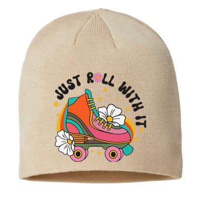 Just Roll With It Roller Skating Retro Summer Vintage Roller Sustainable Beanie