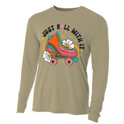 Just Roll With It Roller Skating Retro Summer Vintage Roller Cooling Performance Long Sleeve Crew