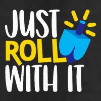 Just Roll with It Funny Matching Family Hanukkah Chanukah 7 Panel Mesh Trucker Snapback Hat