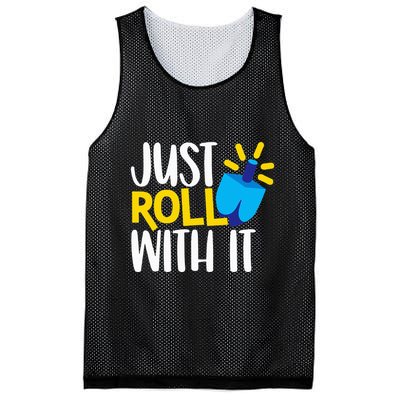 Just Roll with It Funny Matching Family Hanukkah Chanukah Mesh Reversible Basketball Jersey Tank