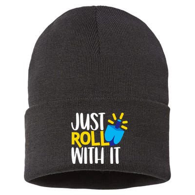 Just Roll with It Funny Matching Family Hanukkah Chanukah Sustainable Knit Beanie
