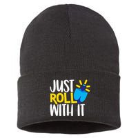 Just Roll with It Funny Matching Family Hanukkah Chanukah Sustainable Knit Beanie