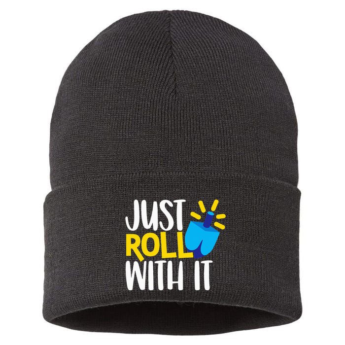 Just Roll with It Funny Matching Family Hanukkah Chanukah Sustainable Knit Beanie