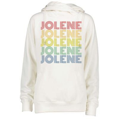 Jolene Retro Wordmark Pattern Vintage Style Womens Funnel Neck Pullover Hood
