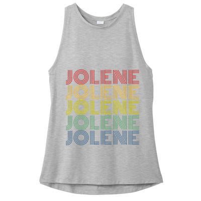 Jolene Retro Wordmark Pattern Vintage Style Ladies PosiCharge Tri-Blend Wicking Tank