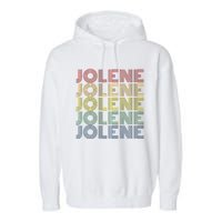 Jolene Retro Wordmark Pattern Vintage Style Garment-Dyed Fleece Hoodie