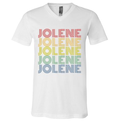 Jolene Retro Wordmark Pattern Vintage Style V-Neck T-Shirt