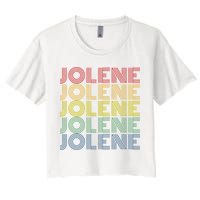 Jolene Retro Wordmark Pattern Vintage Style Crop Top
