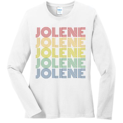 Jolene Retro Wordmark Pattern Vintage Style Ladies Long Sleeve Shirt