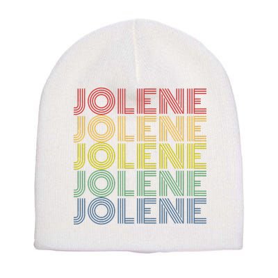 Jolene Retro Wordmark Pattern Vintage Style Short Acrylic Beanie
