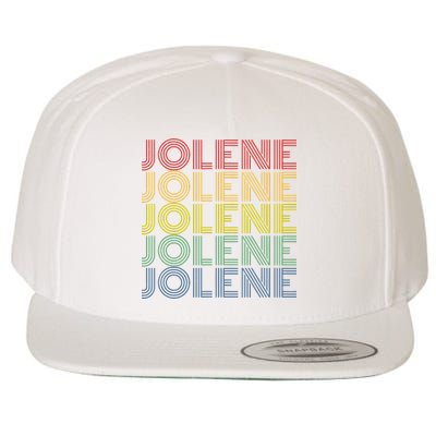 Jolene Retro Wordmark Pattern Vintage Style Wool Snapback Cap