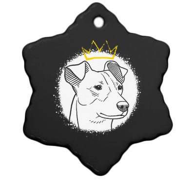 Jack Russell with Crown funny pet lovers gift Ceramic Star Ornament