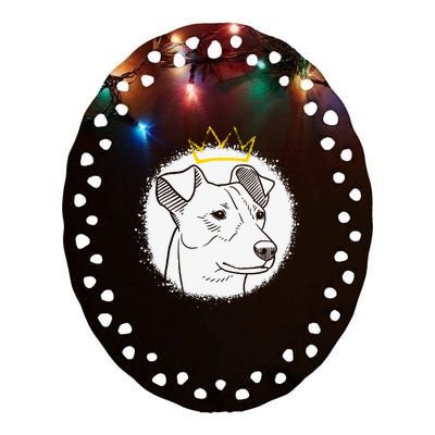 Jack Russell with Crown funny pet lovers gift Ceramic Oval Ornament