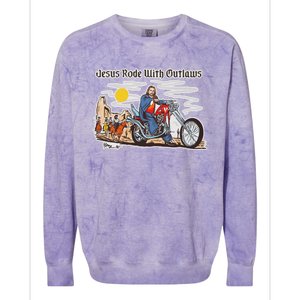 Jesus Rode With Outlaws Cowgirl Cowboy Jesus Christian Jesus Rode Colorblast Crewneck Sweatshirt