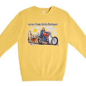 Jesus Rode With Outlaws Cowgirl Cowboy Jesus Christian Jesus Rode Premium Crewneck Sweatshirt